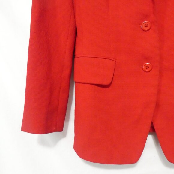 ESSENCE By THEME | small | Red Waffle Knit Textured Blazer | Faux Pockets - Picture 7 of 16